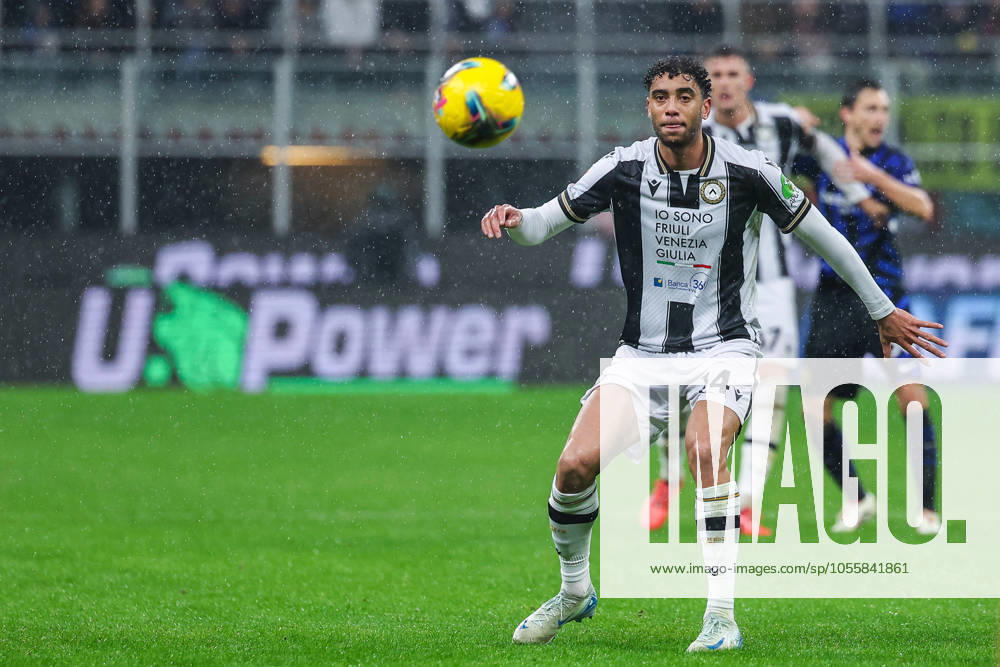 Arthur Atta of Udinese Calcio seen in action during Coppa Italia 2024 25 football match between FC Internazionale and Udinese Calcio at San Siro Stadium Milan Italy on 19 December 2024. Milan Stadio Giuseppe Meazza Milan Italy