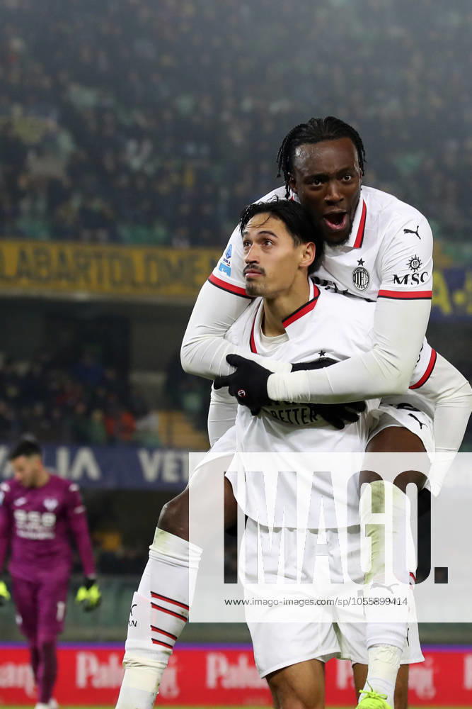 AC Milan s Tijjani Reijnders celebration goal 0-1 In action during the Serie A enilive soccer match between Hellas Verona and Milan at the Marcantonio Bentegodi Stadium, north Est Italy - Friday, December 20, 2024. - Soccer