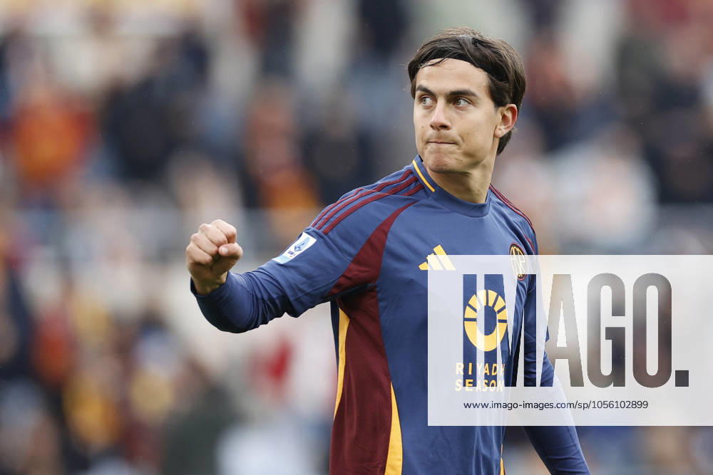AS Roma v Parma - Serie A Paulo Dybala celebrates after scoring AS Roma s first goal during the Serie A soccer match between AS Roma and Parma Calcio at Stadio Olimpico in Rome, Italy, on December 22, 2024. Rome Italy