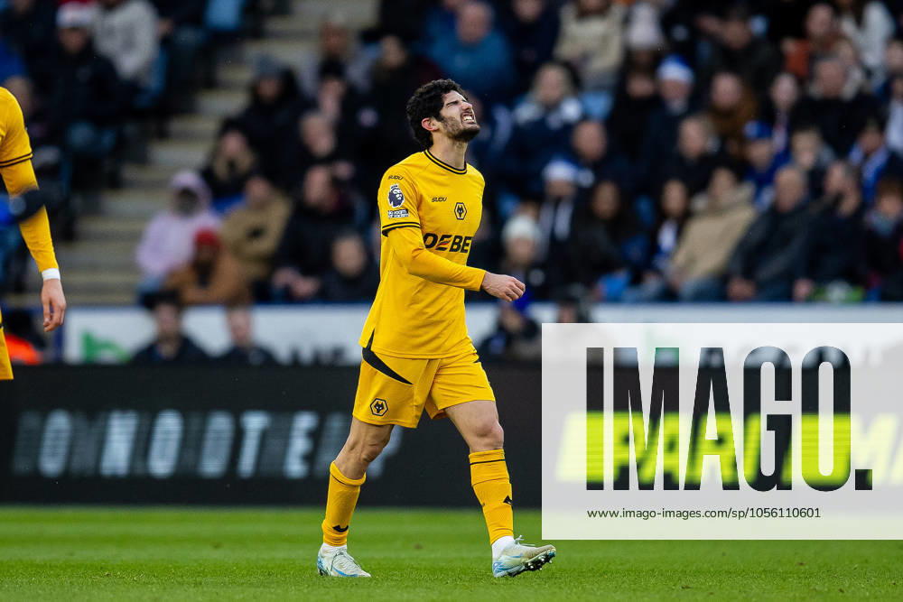 Leicester City v Wolverhampton Wanderers Premier League 22 12 2024. GOAL scores 1-0 Wolverhampton Wanderers midfielder Goncalo Guedes (29) scores and limps back during the Premier League match between Leicester City and Wolverhampton Wanderers at the King Power Stadium, Leicester, England on 22 December 2024. Leicester King Power Stadium Leicestershire England Editorial use only DataCo restrictions apply See www.football-dataco.com ,