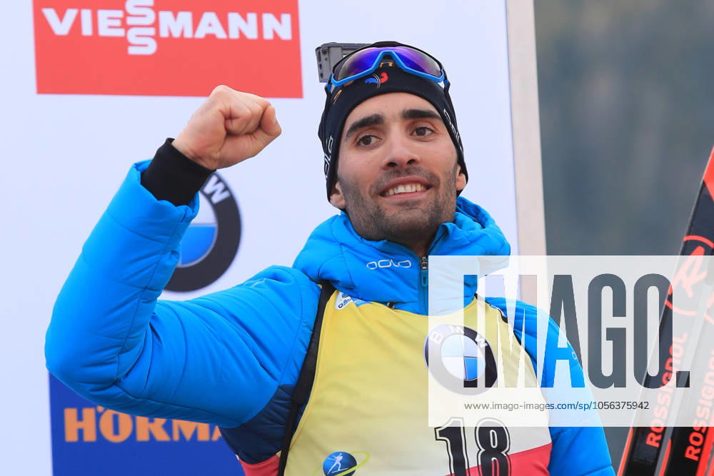Biathlon: IBU World Championsihips Martin Fourcade (FRA) poses during the medal ceremony of the 10km sprint at the IBU Biathlon World Championships, Saturday, Feb. 15, 2020, at Anterselva Antholz, Italy. (Pierre Teyssot Image of Anterselva - Antholz Italy