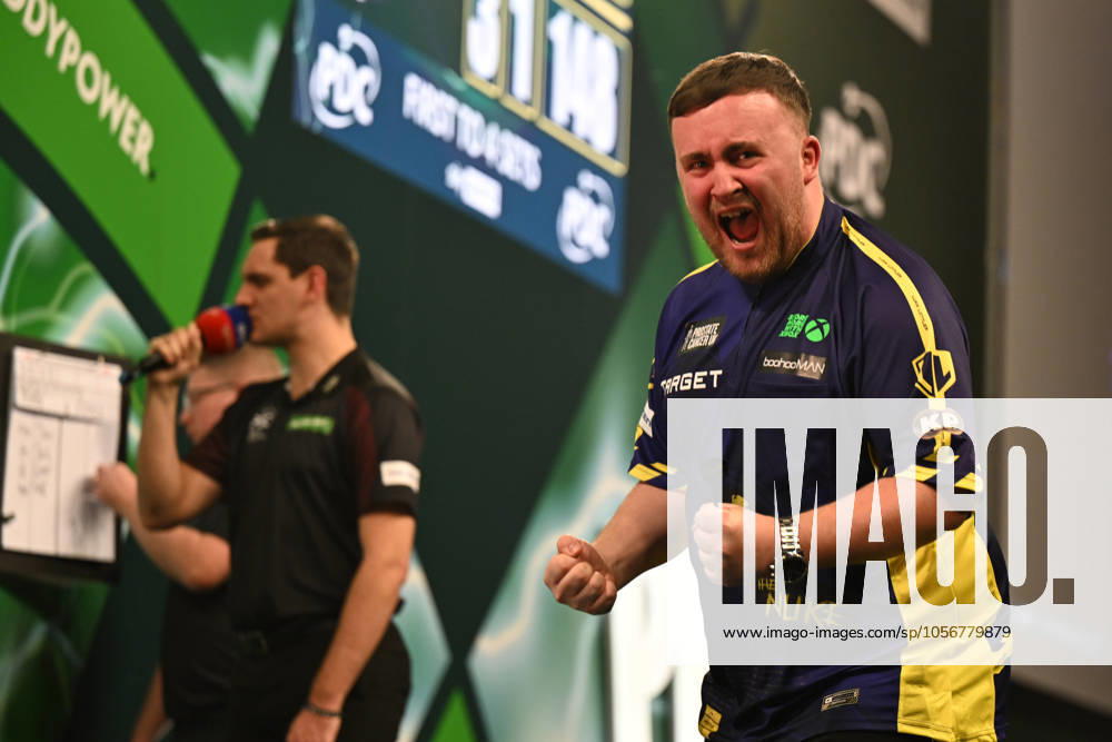 Bilder des Jahres 2024, Sport 12 Dezember 30th December 2024, Alexandra Palace, London, England; 2024 25 PDC Paddy Power World Darts Championships Day 13; Luke Littler celebrates winning his fourth round match with Ryan Joyce 4-3 ActionPlus12733401 SimonxWest