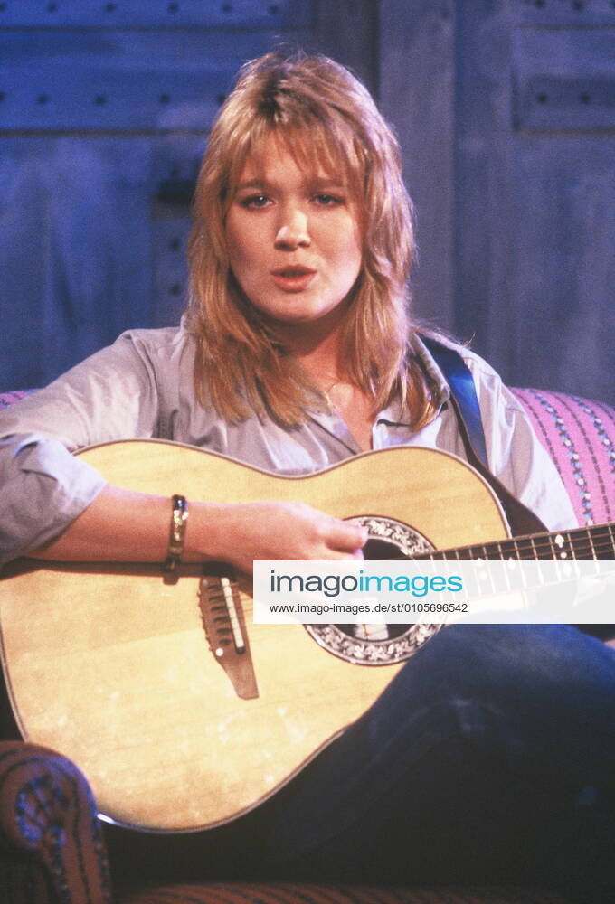 Singer Juliane Werding at a TV appearance 1985