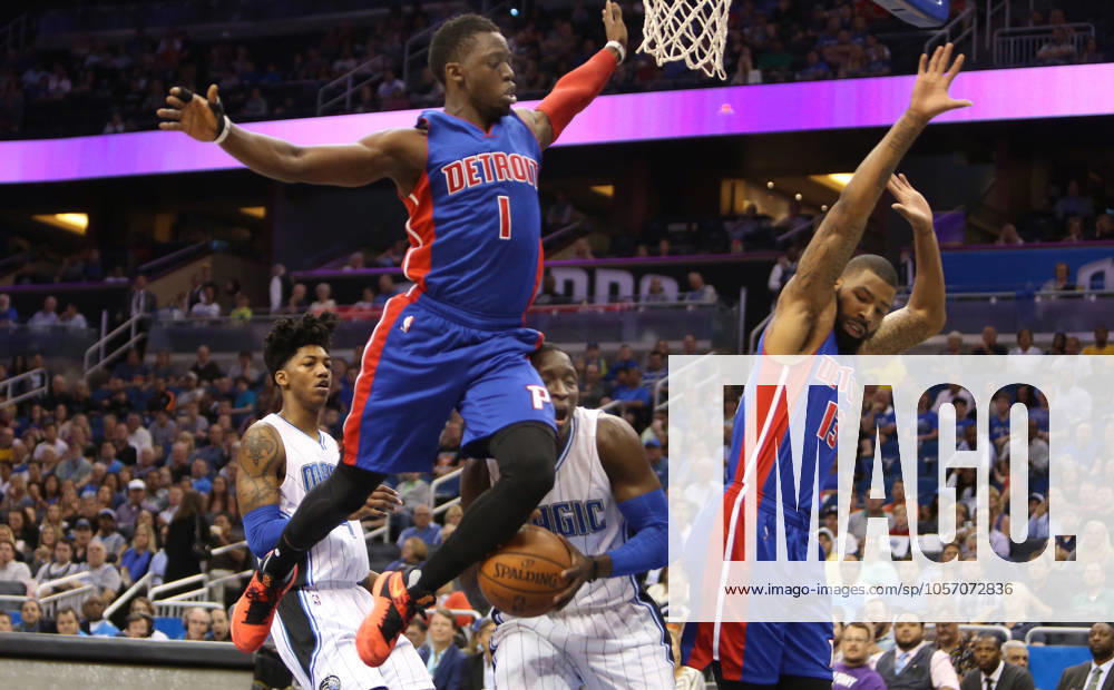 Detroit Pistons at Orlando Magic Orlando guard Victor Oladipo (5) collides with Detroit guard Reggie Jackson (1) as forward Marcus Morris (13) tries to avoid contact on Wednesday, April 6, 2016, at the Amway Center in Orlando, Fla. (Charles King Orlando Sentinel TNS) Orlando FL USA