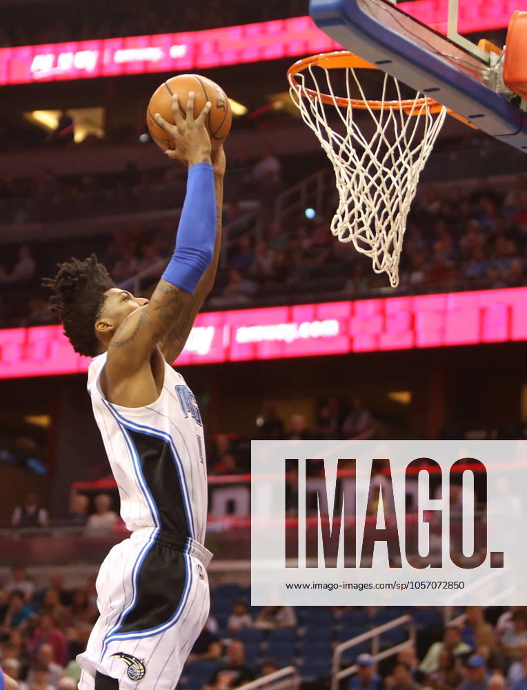 Detroit Pistons at Orlando Magic Orlando guard Elfrid Payton (4) goes up for an uncontested dunk on Wednesday, April 6, 2016, at the Amway Center in Orlando, Fla. (Charles King Orlando Sentinel TNS) Orlando FL USA