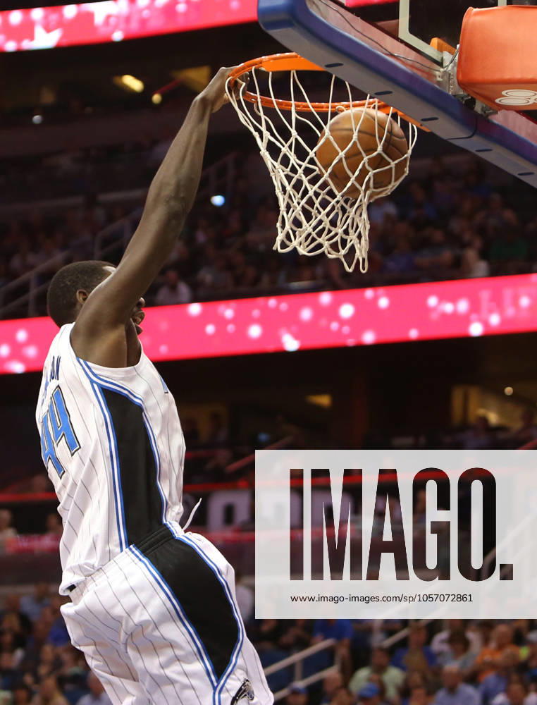 Detroit Pistons at Orlando Magic Orlando forward Andrew Nicholson (44) dunks the ball on Wednesday, April 6, 2016, at the Amway Center in Orlando, Fla. (Charles King Orlando Sentinel TNS) Orlando FL USA