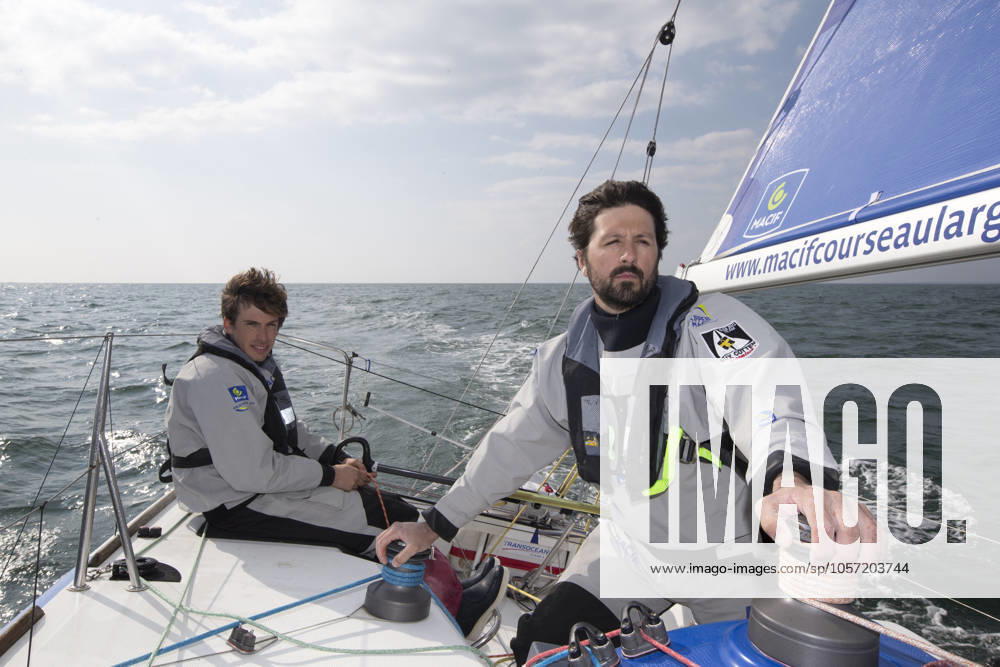 Charlie Dalin et Yoann Richomme (Skipper Macif) en entrainement en double en vue de la Transat AG2R LA MONDIALE 2016 - Port La Foret le 14 03 2016 PORT LA FORETFrance