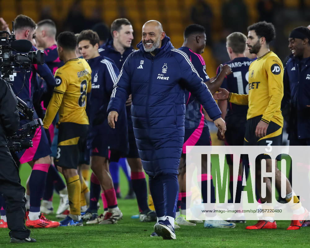 Premier League Wolverhampton Wanderers v Nottingham Forest Nuno Espirito Santo Manager of Nottingham Forestis all smiles after his side victory in the Premier League match Wolverhampton Wanderers vs Nottingham Forest at Molineux, Wolverhampton, United Kingdom, 6th January 2025 (Photo by Gareth Evans News Images)