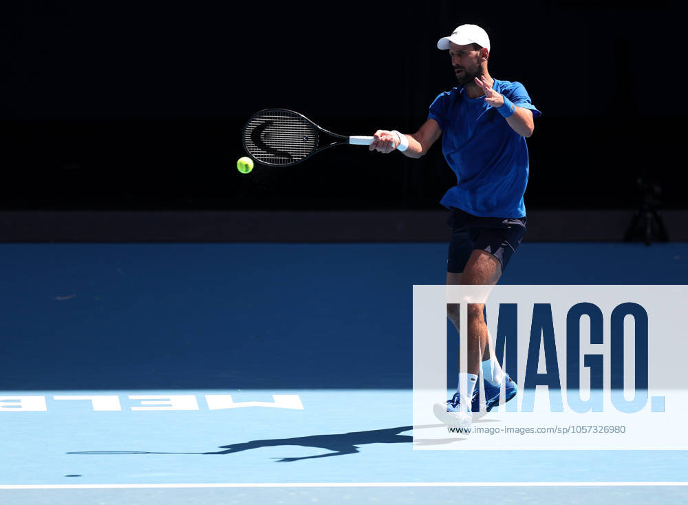 Novak Djokovic during a practice session Australian Open, Thursday Previews, Tennis, Melbourne Park, Melbourne, Australia - 09 Jan 2025