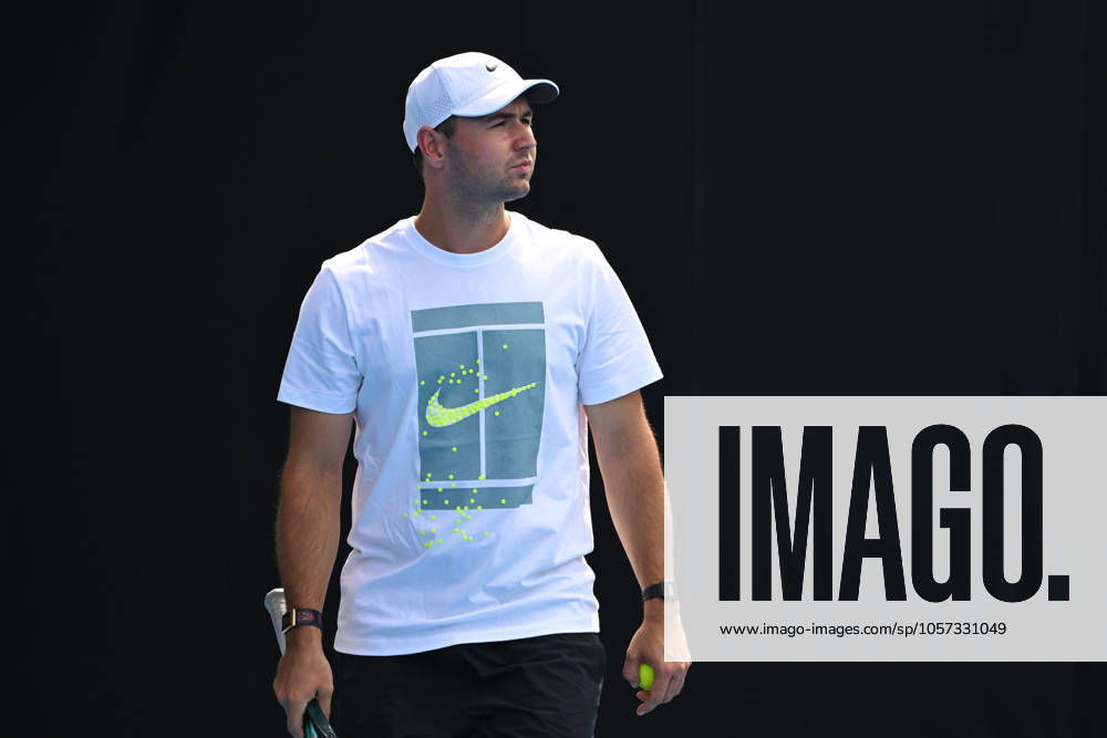 TENNIS AUSTRALIAN OPEN PRACTICE, Coach Anton Dubrov looks on as Aryna Sabalenka of Belarus itrains during a practice session during the Australian Open at Melbourne Park in Melbourne, Wednesday, January 08, 2025. ( NO ARCHIVING, , NO USE IN BOOKS WITHOUT CONSENT Melbourne Victoria Australia