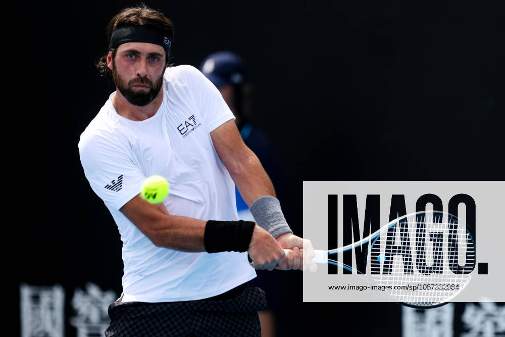 Nikoloz Basilashvili of Georgia beats Francesco Passaro of Italy in final qualifying for the 2025 Australian Open at Melbourne Park on January 9, 2025 in Melbourne, Australia. Melbourne Australia - ZUMAp121 20250109_zsp_p121_048
