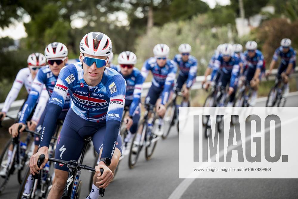 Belgian Warre Vangheluwe of Soudal Quick-Step pictured in action during the media day of the Soudal Quick-Step cycling team in Calpe, Spain, Thursday 09 January 2025. JASPERxJACOBS x109998592x