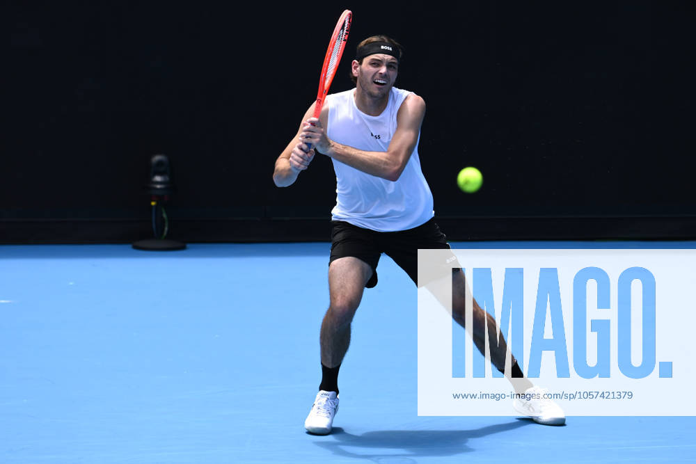 TENNIS AUSTRALIAN OPEN PRACTICE, Taylor Fritz of the USA during a practice session ahead of the Australian Open at Melbourne Park in Melbourne, Saturday, January 11, 2025. ( NO ARCHIVING, , NO USE IN BOOKS WITHOUT CONSENT Melbourne Victoria Australia