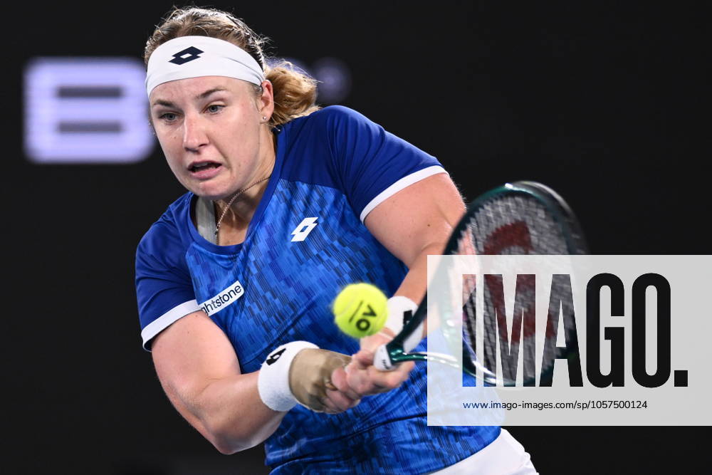 TENNIS AUSTRALIAN OPEN, Anna Blinkova of Russia in action during her round 1 match against Daria Saville of Australia during the 2025 Australian Open at Melbourne Park in Melbourne, Sunday, January 12, 2025. ( NO ARCHIVING, , NO USE IN BOOKS WITHOUT CONSENT MELBOURNE VICTORIA AUSTRALIA