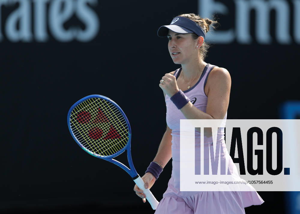 Belinda Bencic SUI makes a fist and cheers,cheers,joy,emotion, Australian Open 2024, Melbourne Park, Melbourne, Victoria, Australia