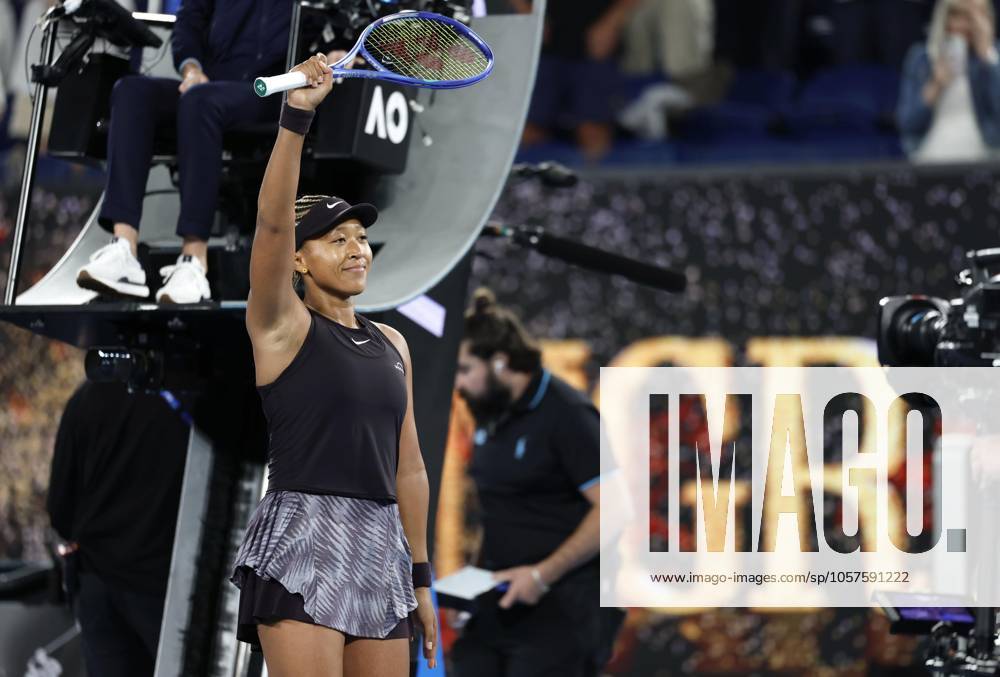 Tennis: Australian Open Naomi Osaka of Japan celebrates after defeating Caroline Garcia of France in the first round of the women s singles at the Australian Open tennis tournament in Melbourne on Jan. 13, 2025. A14AA0003978189P