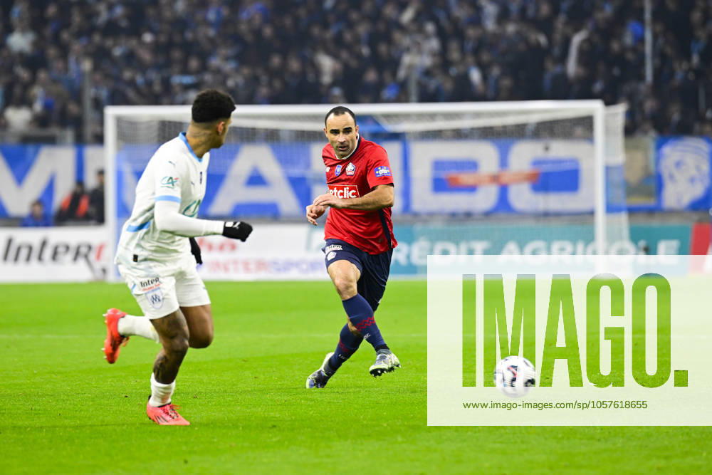 FOOTBALL : Olympique de Marseille VS LOSC - Coupe de France- 14 01 2024 L Olympique de Marseille recoit le LOSC Ã l Orange VÃ lodrome dans le cadre des 16es de finale de la Coupe de France. Ismaily Goncalves dos Santos (LOSC) MarseilleFrance