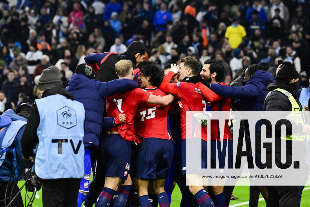 FOOTBALL : Olympique de Marseille VS LOSC - Coupe de France- 14 01 2024 L Olympique de Marseille recoit le LOSC Ã l Orange VÃ lodrome dans le cadre des 16es de finale de la Coupe de France. Joie victoire LOSC MarseilleFrance