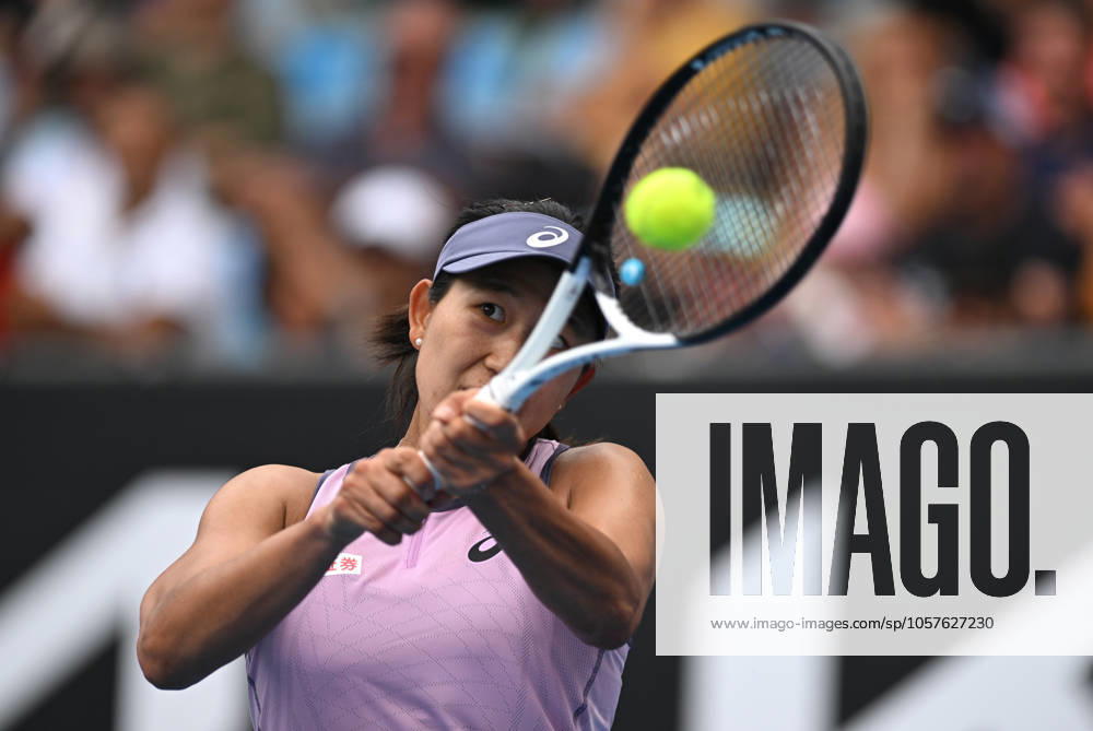 TENNIS AUSTRALIAN OPEN, Moyuka Uchijima of Japan in action during her round 2 match against Mirra Andreeva of Russia during the 2025 Australian Open at Melbourne Park in Melbourne, Wednesday, January 15, 2025. ( NO ARCHIVING, , NO USE IN BOOKS WITHOUT CONSENT MELBOURNE VICTORIA AUSTRALIA