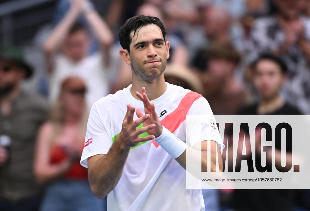 TENNIS AUSTRALIAN OPEN, Nuno Borges of Portugal celebrates after winning his 2nd round match against Jordan Thompson of Australia during the 2025 Australian Open at Melbourne Park in Melbourne, Wednesday, January 15, 2025. ( NO ARCHIVING, , NO USE IN BOOKS WITHOUT CONSENT MELBOURNE VICTORIA AUSTRALIA