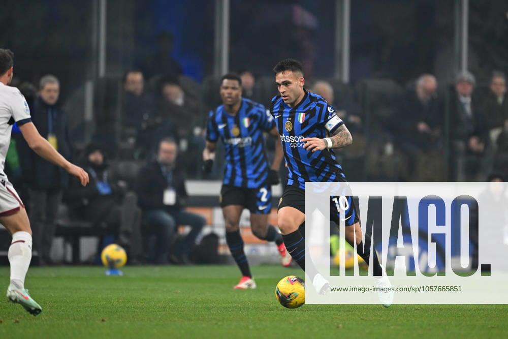 Lautaro Martinez of Inter FC in action during the Italian Serie A football match between Inter FC and Bologna FC on 15 of January 2025 at Giuseppe Meazza San Siro Siro stadium in Milan, Italy