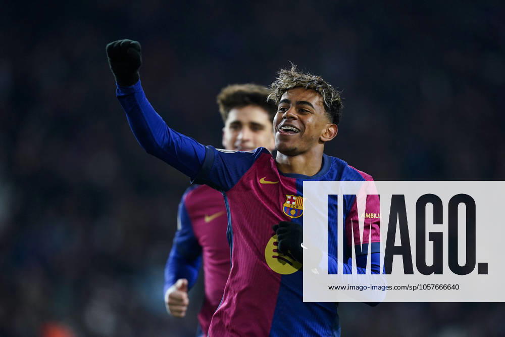 ESP: FC Barcelona, Barca - Real Betis. Copa del Rey, Round of 16. Lamine Yamal of FC Barcelona celebrates the 5-0 during Copa del Rey match, Round of 16, between FC Barcelona and Real Betis played at Lluis Companys Stadium on January 15, 2025 in Barcelona, Spain. Sergio Ruiz Imago