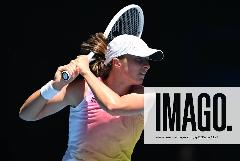 TENNIS AUSTRALIAN OPEN, Iga Swiatek of Poland in action during her round 2 match against Rebecca Sramkova of Slovakia during the 2025 Australian Open at Melbourne Park in Melbourne, Thursday, January 16, 2025. ( NO ARCHIVING, , NO USE IN BOOKS WITHOUT CONSENT MELBOURNE VICTORIA AUSTRALIA