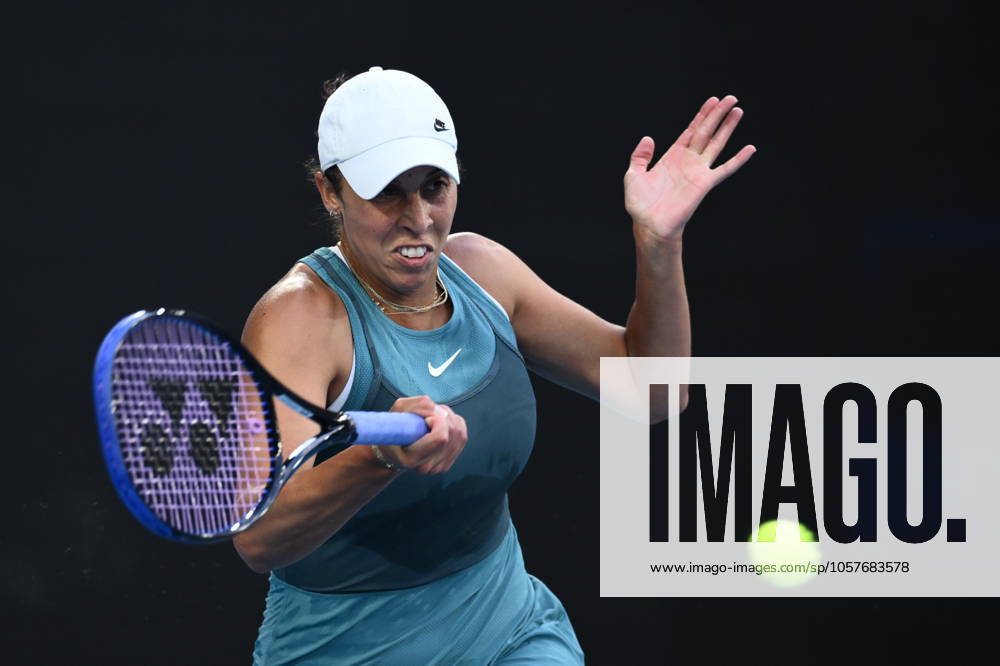 TENNIS AUSTRALIAN OPEN, Madison Keys of USA in action during her round 2 match against Elena-Gabriela Ruse of Romania during the 2025 Australian Open at Melbourne Park in Melbourne, Thursday, January 16, 2025. ( NO ARCHIVING, , NO USE IN BOOKS WITHOUT CONSENT MELBOURNE VICTORIA AUSTRALIA
