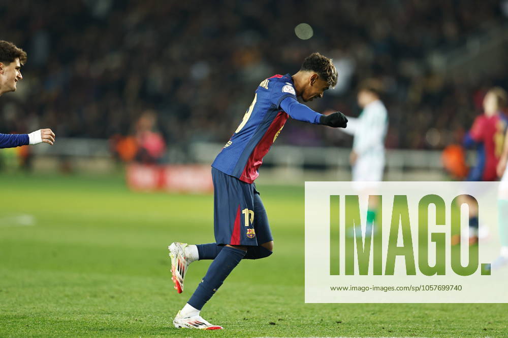 Lamine Yamal (Barcelona), JANUARY 15, 2025 - Football Soccer : Yamal celebrate after the goal was recognized by the VAR review during Spanish Copa del Rey Mapfre round 0f 16 match between FC Barcelona, Barca 5-1 Real Betis Balompie at the Estadi Olimpic Lluis Companys in Barcelona, Spain. Noxthirdxpartyxsales (278682225)