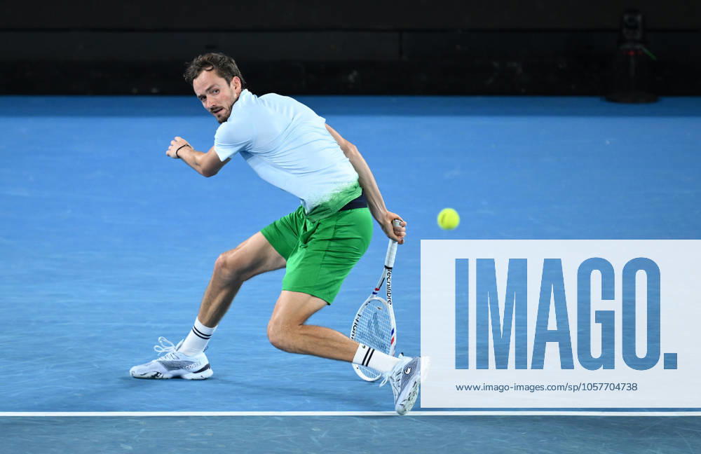 TENNIS AUSTRALIAN OPEN, Daniil Medvedev of Russia returns during his round 2 match agains tLearner Tien of USA during the 2025 Australian Open at Melbourne Park in Melbourne, Thursday, January 16, 2025. ( NO ARCHIVING, , NO USE IN BOOKS WITHOUT CONSENT MELBOURNE VICTORIA AUSTRALIA