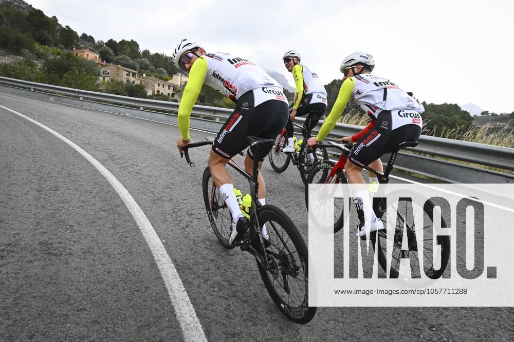Intermarche Wanty Cycling Team Winter Training Camp {year} L ALFAS DEL PI, SPAIN - JANUARY 16 : Van Hoecke Gijs (BEL) of Intermarche - Wanty, Van Boven Luca (BEL) of Intermarche - Wanty, Page Hugo (FRA) of Intermarche - Wanty pictured during a training session at the Intermarche Wanty UCI World Team winter stage camp as part of the preparation for the new 2025 season on January 16, 2025 in L Alfas del Pi, Spain, 16 01 2025 L Alfas del Pi Spain