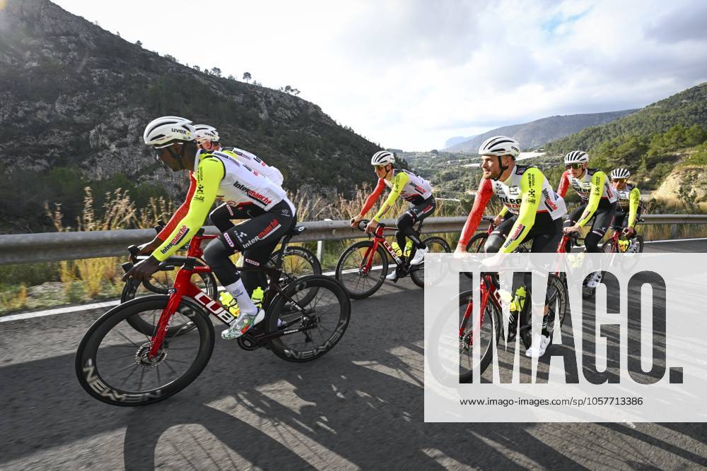 Intermarche Wanty Cycling Team Winter Training Camp {year} L ALFAS DEL PI, SPAIN - JANUARY 16 : Rex Laurenz (BEL) of Intermarche - Wanty, Girmay Biniam (ERI) of Intermarche - Wanty, Artz Huub (NED) of Intermarche - Wanty, Petit Adrien (FRA) of Intermarche - Wanty, Van Sintmaartensdijk Roel (NED) of Intermarche - Wanty during a training session at the Intermarche Wanty UCI World Team winter stage camp as part of the preparation for the new 2025 season on January 16, 2025 in L Alfas del Pi, Spain, 16 01 2025 L Alfas del Pi Spain