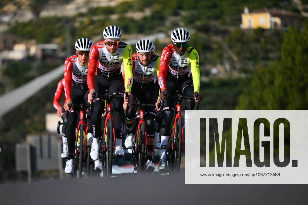 Intermarche Wanty Cycling Team Winter Training Camp {year} L ALFAS DEL PI, SPAIN - JANUARY 16 : Artz Huub (NED) of Intermarche - Wanty, Rex Laurenz (BEL) of Intermarche - Wanty, Petit Adrien (FRA) of Intermarche - Wanty, Girmay Biniam (ERI) of Intermarche - Wanty pictured during a training session at the Intermarche Wanty UCI World Team winter stage camp as part of the preparation for the new 2025 season on January 16, 2025 in L Alfas del Pi, Spain, 16 01 2025 L Alfas del Pi Spain