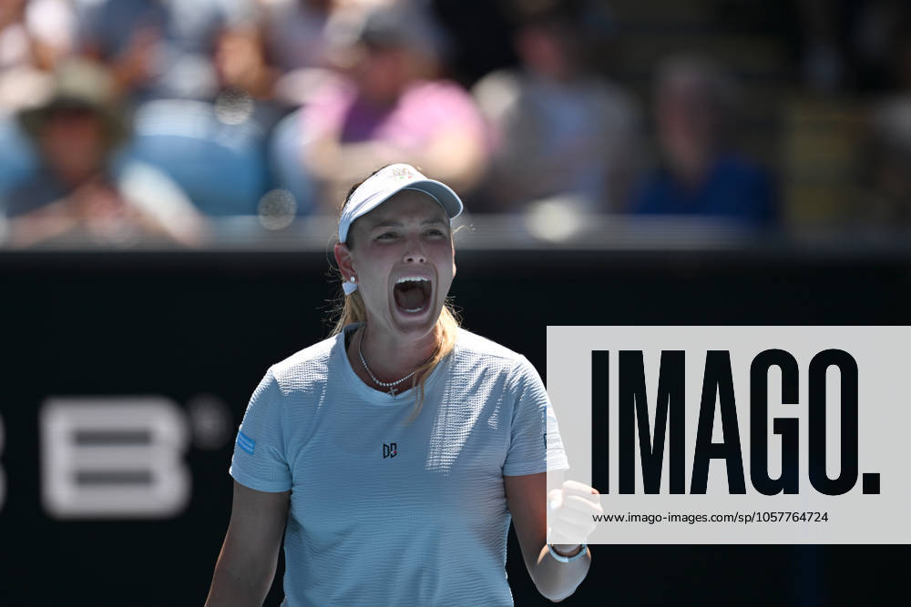 TENNIS AUSTRALIAN OPEN, Donna Vekic of Croatia reacts during her round three match Diana Shnaider of Russia against during the 2025 Australian Open at Melbourne Park in Melbourne, Friday, January 17, 2025. ( NO ARCHIVING, , NO USE IN BOOKS WITHOUT CONSENT MELBOURNE VICTORIA AUSTRALIA
