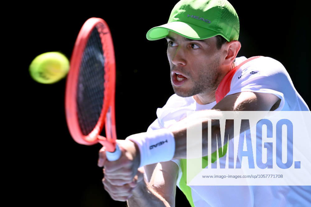 TENNIS AUSTRALIAN OPEN, Nuno Borges of Portugal returns during his round three match against Carlos Alcaraz of Spain during the 2025 Australian Open at Melbourne Park in Melbourne, Friday, January 17, 2025. ( NO ARCHIVING, , NO USE IN BOOKS WITHOUT CONSENT MELBOURNE VICTORIA AUSTRALIA