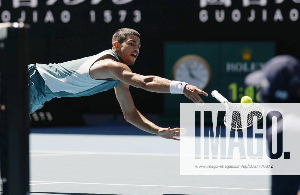Tennis: Australian Open Carlos Alcaraz of Spain plays against Nuno Borges of Portugal in the third round of the men s singles at the Australian Open tennis tournament in Melbourne on Jan. 17, 2025. A14AA0003994173P
