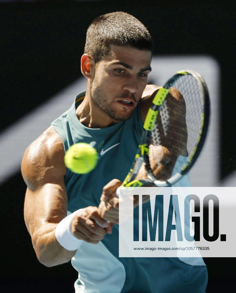 Tennis: Australian Open Carlos Alcaraz of Spain plays against Nuno Borges of Portugal in the third round of the men s singles at the Australian Open tennis tournament in Melbourne on Jan. 17, 2025. A14AA0003994247P