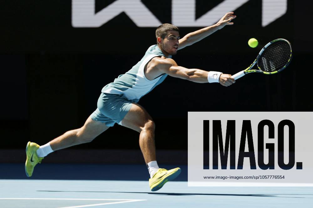 Tennis: Australian Open Carlos Alcaraz of Spain plays against Nuno Borges of Portugal in the third round of the men s singles at the Australian Open tennis tournament in Melbourne on Jan. 17, 2025. A14AA0003994254P