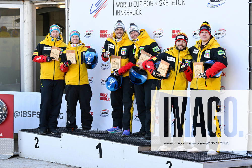 KW03 BOBSLEIGH - IBSF WC Innsbruck-Igls INNSBRUCK,AUSTRIA,18.JAN.25 - BOBSLEIGH - IBSF World Cup, two-man, men. Image shows Alexander Schueller, Francesco Friedrich, Georg Fleischhauer, Johannes Lochner, Adam Ammour and Nick Stadelmann (GER). GEPAxpictures xDanielxSchoenherr