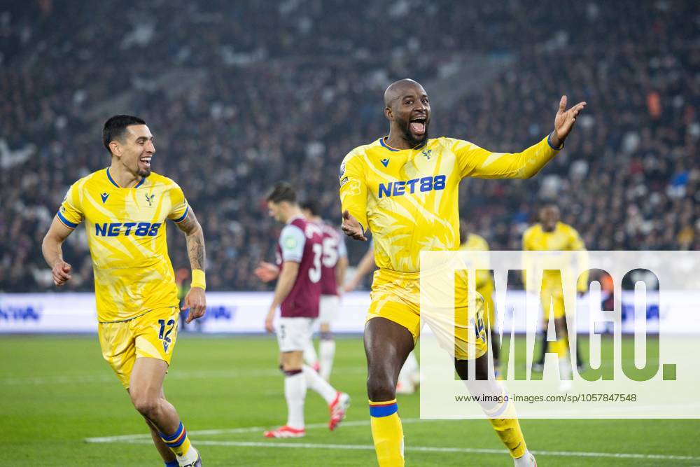 Jean-Philippe Mateta of Crystal Palace scores and celebrates 0-1 West Ham United v Crystal Palace, Premier League, Football, London Stadium, London, UK - 18 Jan 2025