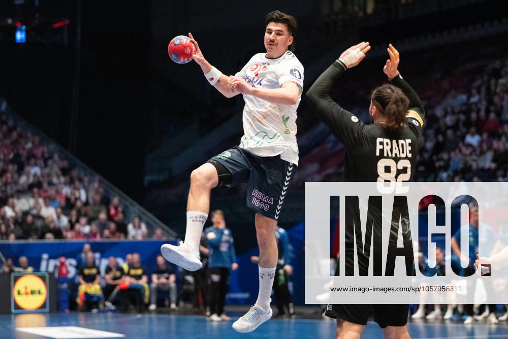 Norway v Portugal, 2025 IHF Mens Handball World Cup, Oslo, Norway Oslo, Norway. 19th, January 2025. Simen Lyse (43) of Norway seen during the 2025 IHF Mens Handball World Cup match between Norway and Portugal at Unity Arena in Oslo. Norway, Oslo