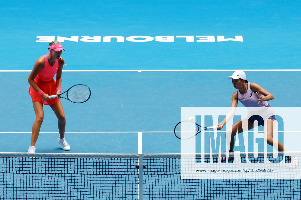 (250120) -- MELBOURNE, Jan. 20, 2025 -- Zhang Shuai (R) Kristina Mladenovic compete during the women s doubles third round match between Zhang Shuai (China) Kristina Mladenovic (France) and Chan Hao-Ching (Chinese Taipei) Lyudmyla Kichenok (Ukraine) at Australian Open tennis tournament in Melbourne, Australia, Jan. 20, 2025. (Photo by Xinhua) (SP)AUSTRALIA-MELBOURNE-TENNIS-AUSTRALIAN OPEN-DAY 9 ChuxChen