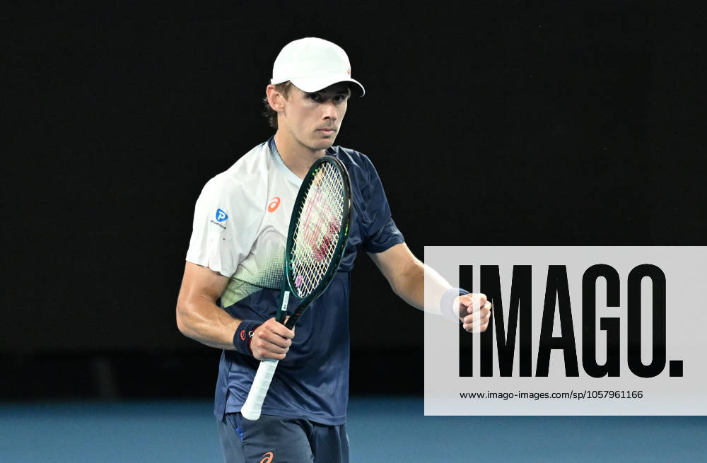 TENNIS AUSTRALIAN OPEN, Alex De Minaur of Australia celebrates after winning his round 4 match against Alex Michelsen of USA during the 2025 Australian Open at Melbourne Park in Melbourne, Monday, January 20, 2025. ( NO ARCHIVING, , NO USE IN BOOKS WITHOUT CONSENT MELBOURNE VICTORIA AUSTRALIA