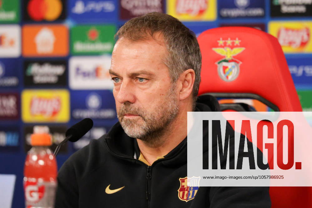 Portugal, Estadio do SL Benfica Lisbon 20 January 2025 Uefa Champions League phase 2024 25 Matchday 7, Press conference , Training S L Benfica FC Barcelona v l Coach Hansi Flick FC Barcelona at the press conference