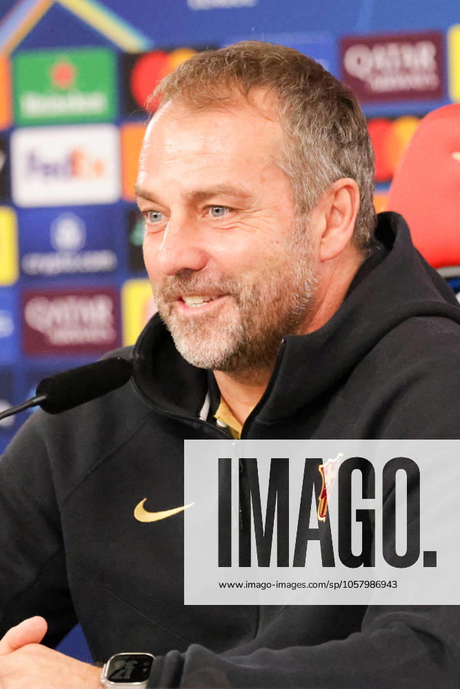 Portugal, Estadio do SL Benfica Lisbon 20 January 2025 Uefa Champions League phase 2024 25 Matchday 7, Press conference , Training S L Benfica FC Barcelona v l Coach Hansi Flick FC Barcelona at the press conference
