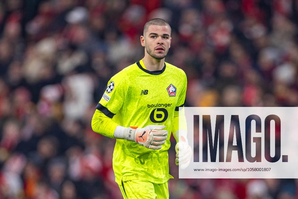 Football - UEFA Champions League - League Phase - Liverpool FC v Lille OSC LIVERPOOL, ENGLAND - Tuesday, January 21, 2025: Lille s goalkeeper Lucas Chevalier during the UEFA Champions League game between Liverpool FC and Lille OSC at Anfield. (Photo by David Rawcliffe Propaganda) LIVERPOOL Anfield MERSEYSIDE ENGLAND