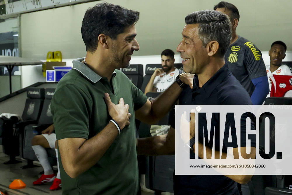 Match between Santos vs Palmeiras for the Sao Paulo football championship Santos (sp), 01 22 2025 - paulistao santos palmeiras - palmeiras coach abel ferreira and santos coach pedro caixinha, during the match between santos vs palmeiras, valid for the 3rd round of the 2025 paulista football championship, on the night of this wednesday, january 22, 2025, in vila belmiro, in santos-sp. (Foto: Leco Viana Thenews2 imago images) SPO