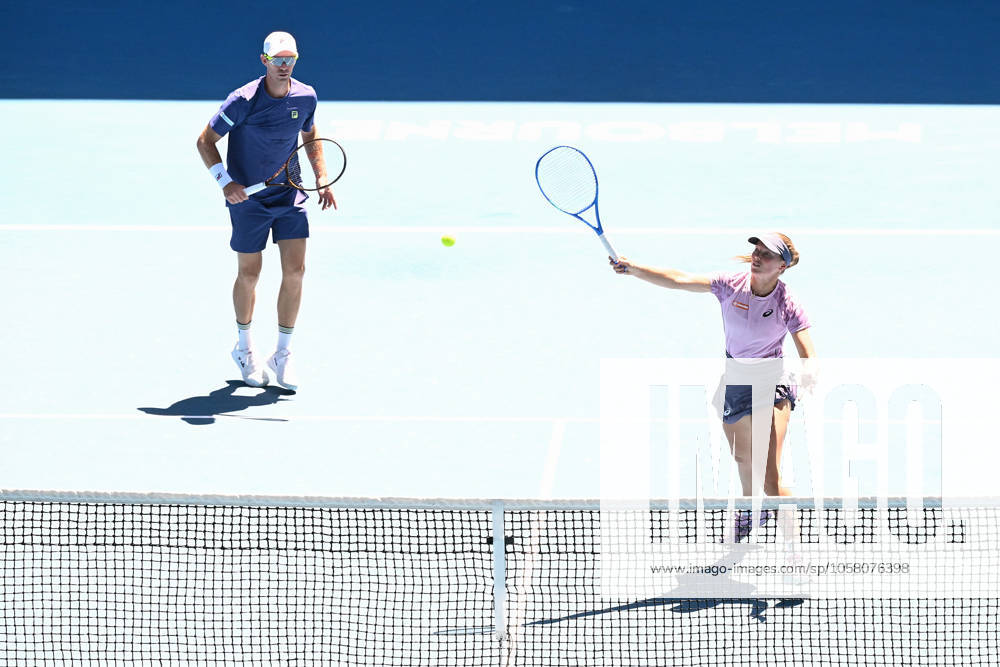 TENNIS AUSTRALIAN OPEN, Olivia Gadecki (right) and John Peers of Australia during their mixed doubles final match against Kimberly Birrell and John-Patrick Smith of Australia during the 2025 Australian Open at Melbourne Park in Melbourne, Friday, January 24, 2025. ( NO ARCHIVING, , NO USE IN BOOKS WITHOUT CONSENT MELBOURNE VICTORIA AUSTRALIA