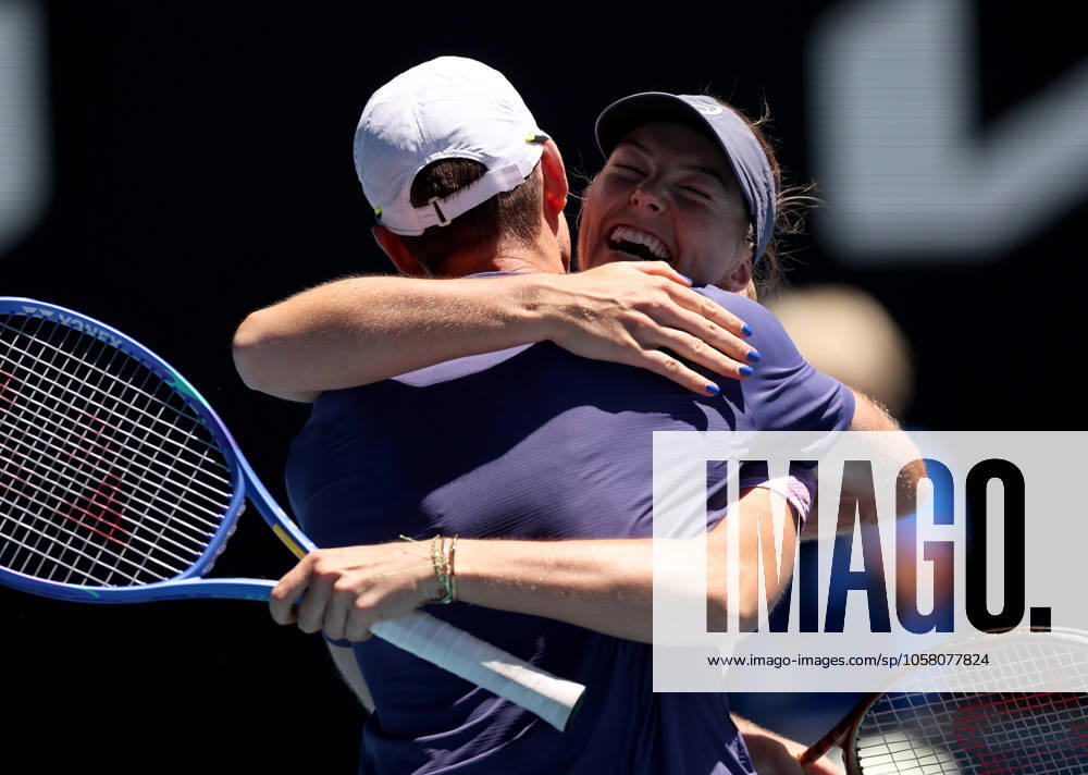 Olivia Gadecki and John Peers of Australia celebrate Australian Open, Day Thirteen, Tennis, Melbourne Park, Melbourne, Australia - 24 Jan 2025