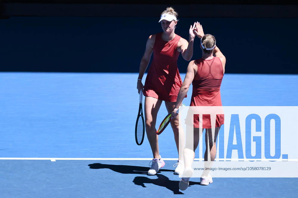 TENNIS AUSTRALIAN OPEN, Erin Routliffe of New Zealand and Gabriela Dabrowski of Canada during their Women?s doubles semi-final match against Su-Wei Hsieh of Chinese Taipei and Jelena Ostapenko of Latvia during the 2025 Australian Open at Melbourne Park in Melbourne, Friday, January 24, 2025. ( NO ARCHIVING, , NO USE IN BOOKS WITHOUT CONSENT MELBOURNE VICTORIA AUSTRALIA